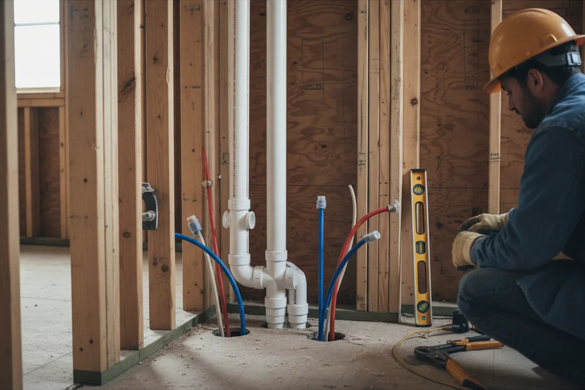 Drain and supply rough-in during Drain Cleaning in Julian